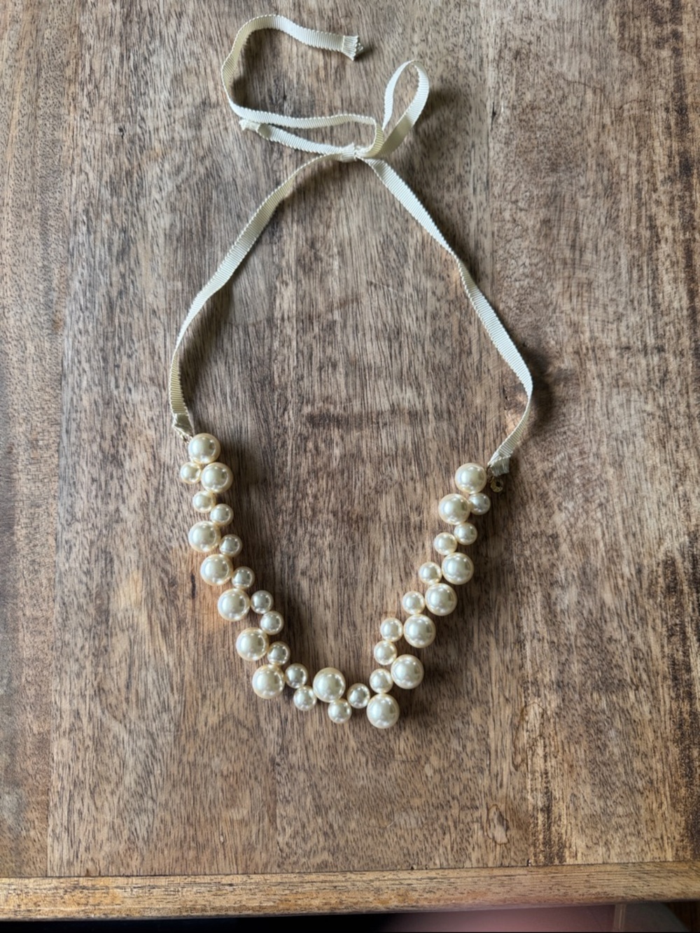 J. Crew Champagne Pearl Cluster Ribbon Necklace